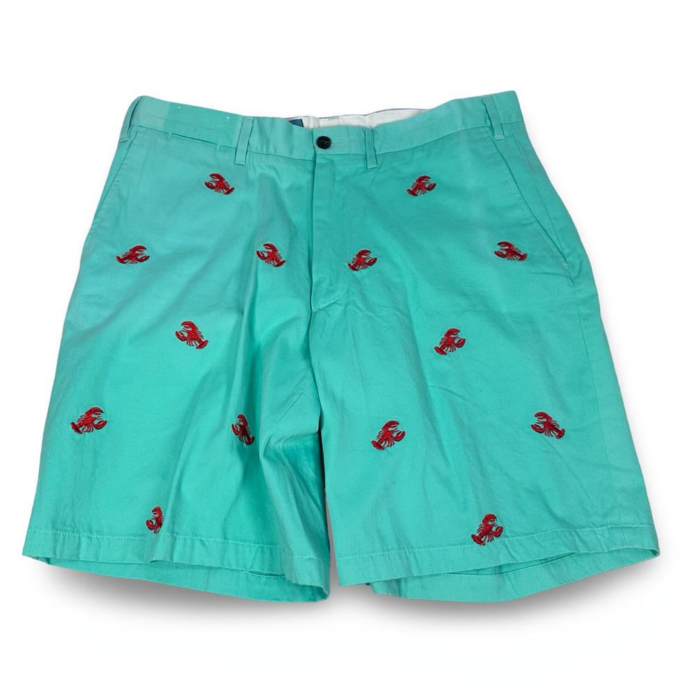Castaway Cisco Short‎ Men’s 34 Aqua Blue Lobster Cotton Pockets Flat Front